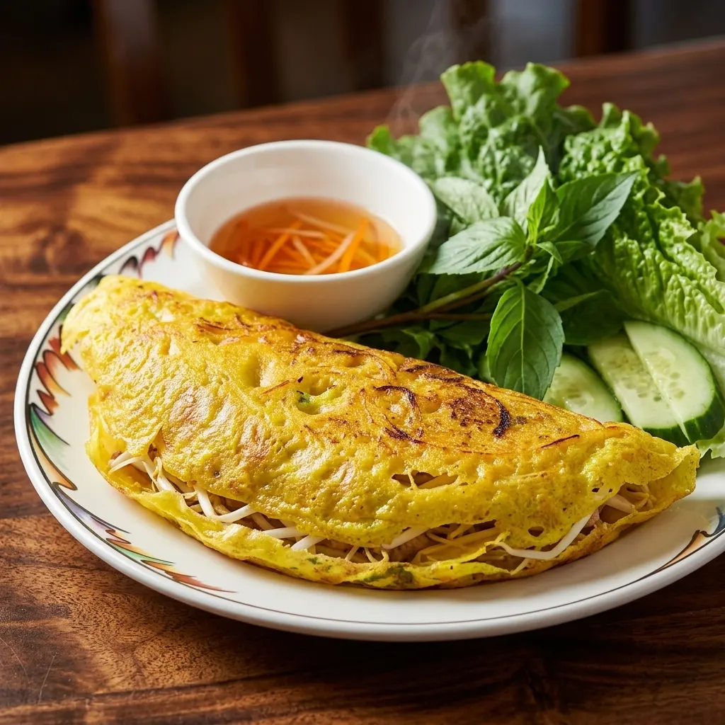 Bánh Xèo Vietnamese crepe with shrimp and pork at Phuong Nam Restaurant in Winnipeg